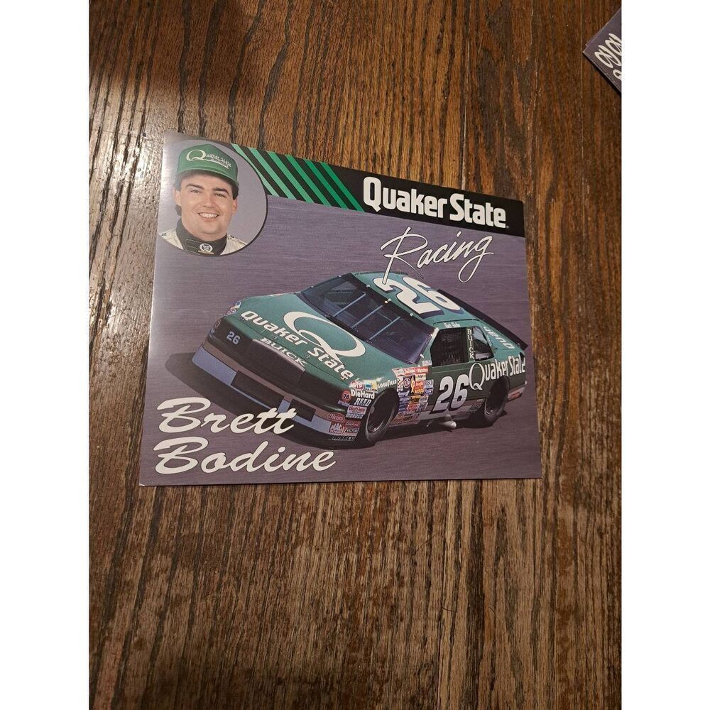 VTG 1990 Brett Bodine Quaker State Racing Driver Card NASCAR King Racing Buick
